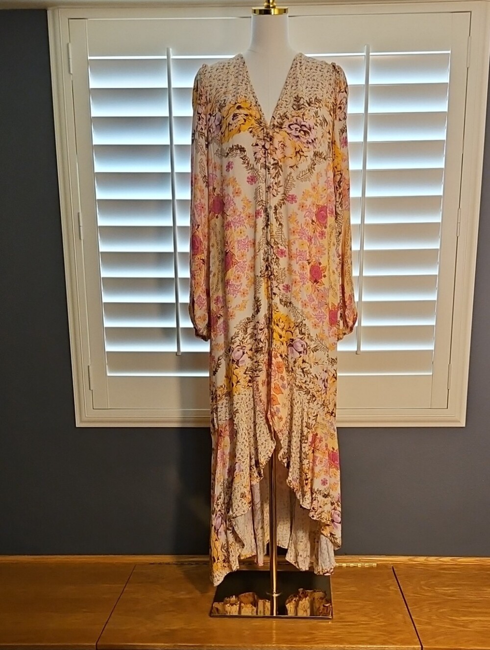 Free People Marais Printed High/Low Midi/ Maxi Floral Patchwork
